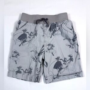 BATMAN Toddler Boys Shorts 3T Gray Allover‎ Superhero Print Elastic Waist